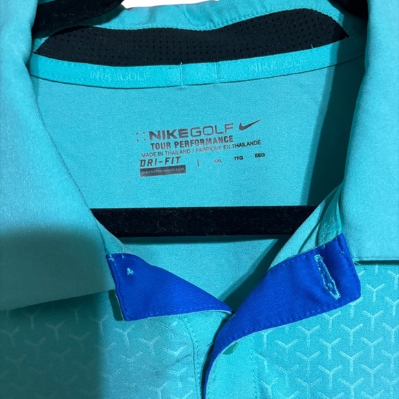 Nike Golf Tour Performance Polo Shirt EUC XXL Green with blue detailing - Picture 2 of 2